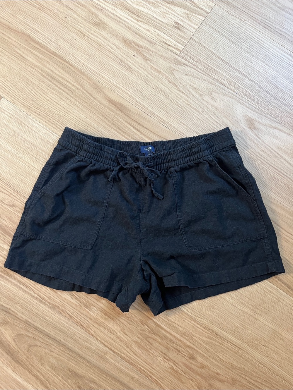 J. Crew Women’s Black Drawstring Linen-Blend  Shorts size S